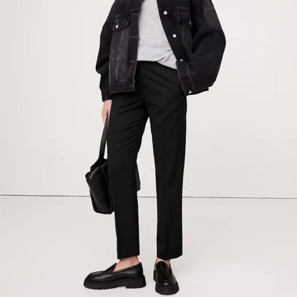 High Waisted Black Straight Trousers